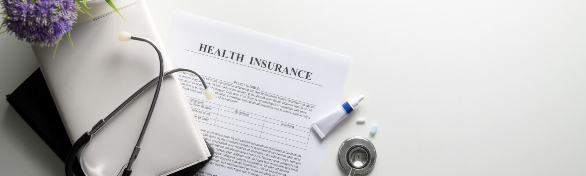 Health Insurance Header Form with pills and ointment